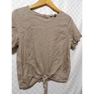 ARTISAN NY Linen Cropped Blouse | S